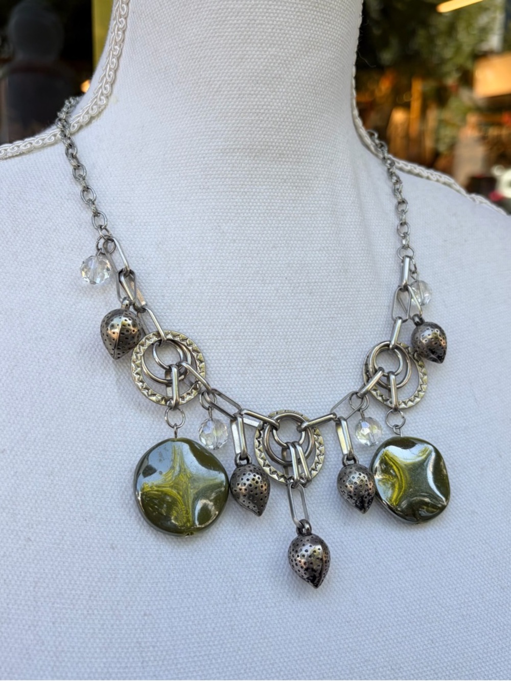 Vintage y2k Silver Funky Dangly Fairy Necklace
